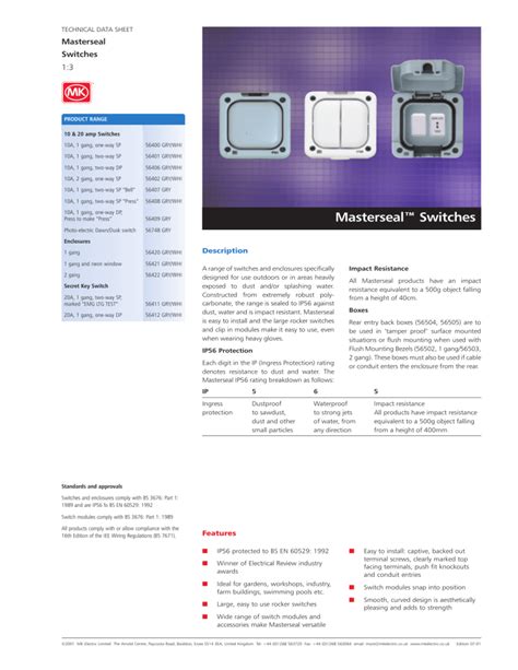 masterseal switch catalog